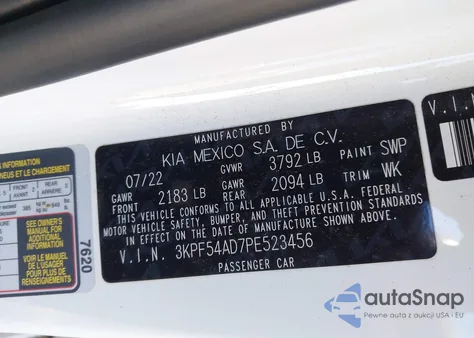 2023 Kia Forte Gt-Line from USA, damaged, VIN 3KPF54AD7PE523456